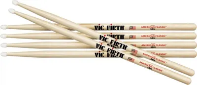 Displays the core product—a set of Vic Firth American Classic 5BN drumsticks—clearly showing the brand, model, and quantity included in the purchase.