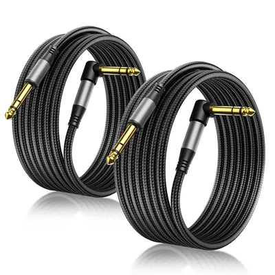 Displays two identical audio cables with premium braided construction and gold-plated connectors to communicate quality and durability, showing this is a 2-pack offering.