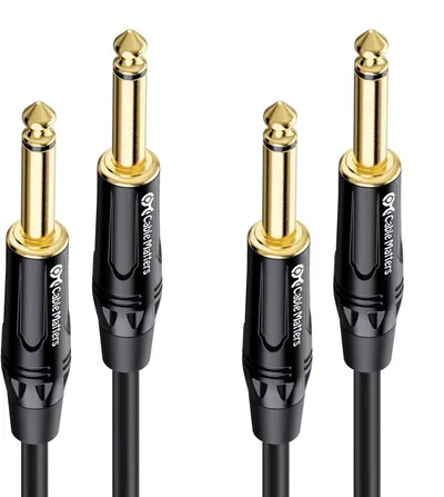 Displays the core product—audio cable connectors—with clear visibility of the gold-plated tips and branded black housing to communicate quality and professional-grade construction. Shows two…