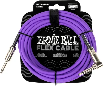 Displays the Ernie Ball Flex Cable as the core product, showing its purple color, coiled presentation, connector types, and length to help shoppers identify and evaluate the cable. Shows the product…