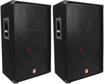 Shows the core product clearly - a pair of professional PA speakers with mesh grilles and side handles, allowing shoppers to see the exact item they will receive.