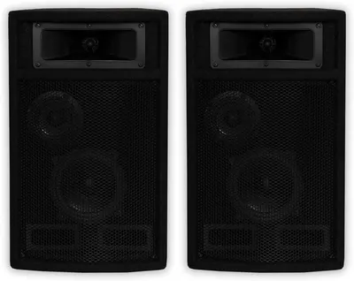 Displays a pair of professional audio speakers on a clean white background to clearly show the product design, build quality, and what the buyer will receive.