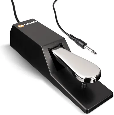 Shows the core product clearly on a white background to help shoppers understand what they are purchasing - a keyboard sustain pedal with cable and 1/4 inch jack connector.
