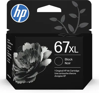 Shows the actual retail packaging the buyer will receive, helping them identify the HP 67XL Black ink cartridge on store shelves and confirming authenticity.