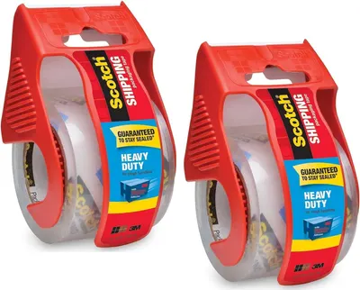 Shows the core product clearly - Scotch brand shipping tape in its red dispenser packaging, allowing shoppers to see exactly what they will receive. Displays the retail packaging with clear window…