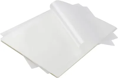 Displays the core product clearly on a white background to show what the shopper will receive, including multiple laminating sheets in different sizes.