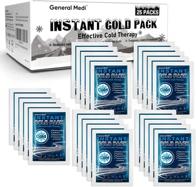 Displays the complete 25-pack product offering with both retail packaging and individual cold pack units to show shoppers exactly what they will receive and the quantity included. Shows the physical…