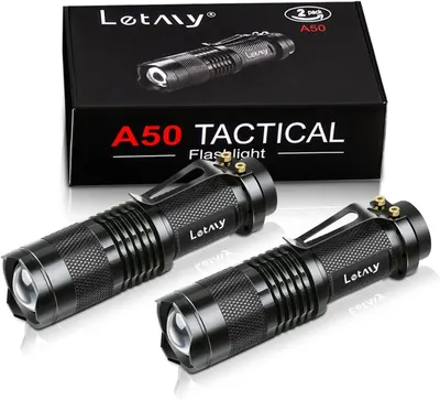 Displays the core product—two tactical flashlights—clearly showing their design, build quality, and included quantity to help shoppers understand exactly what they will receive. Shows the retail…
