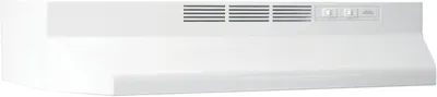 Displays the core product clearly on a white background to show the range hood's design, ventilation system, and control panel for catalog purposes.