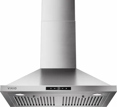 Displays the core product clearly on a white background to show the design, finish, and control panel of the kitchen range hood.