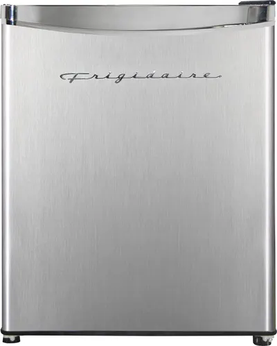 Displays the core product, a Frigidaire mini refrigerator with a clean stainless steel finish, to show shoppers exactly what they will receive.