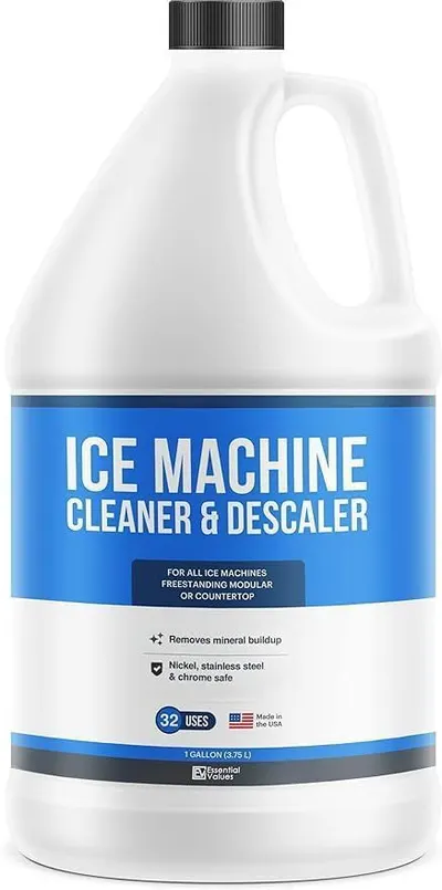 Displays the core product—a 1-gallon bottle of ice machine cleaner and descaler—clearly showing the product form, branding, and key features to help shoppers identify what they are purchasing. Shows…