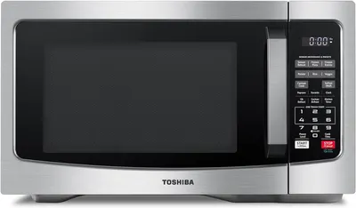 Displays the core product clearly on a white background to show the microwave's design, control panel features, and brand identity.