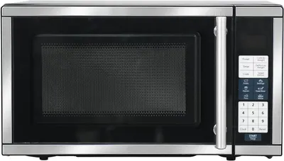 Displays the core product clearly in a catalog-style presentation, showing the front view with door window and full control panel to help shoppers understand the design and features of the microwave.