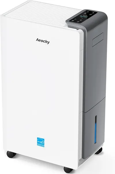 Shows the core dehumidifier product with its modern design, digital controls, and mobility features to help shoppers understand what they will receive.