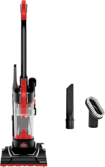 Displays the core vacuum cleaner product clearly on a white background, allowing shoppers to see the design, color scheme, and transparent dust collection chamber. Shows the additional cleaning…