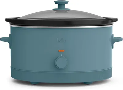 Displays the core product clearly on a white background to show the slow cooker's attractive teal color, glass lid, control dial, and overall design to help shoppers evaluate the product's…