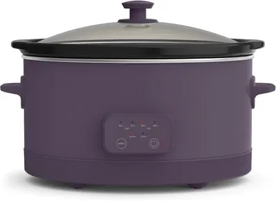 Displays the core product clearly on a white background to show the slow cooker's design, color, and control panel features.