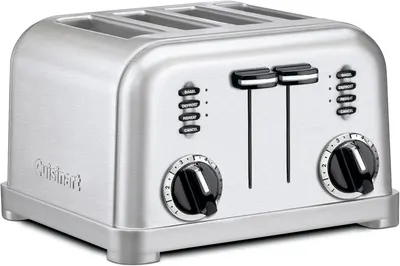 Displays the core product clearly on a white background to show the toaster's design, capacity, controls, and premium stainless steel construction.