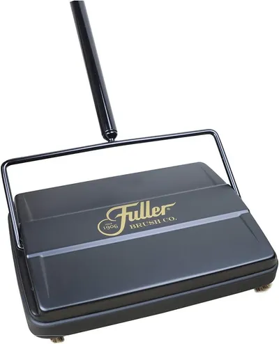 Displays the core product clearly on a white background to show shoppers exactly what they will receive, emphasizing the Fuller Brush brand and the sweeper's clean, professional design.