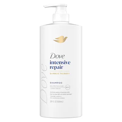 Displays the core product clearly on a white background to show the shampoo bottle, pump dispenser, branding, and key product benefits for easy identification and purchase decision.