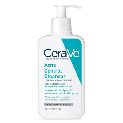Displays the core product clearly on a white background to show shoppers exactly what they will receive, emphasizing the CeraVe brand and acne treatment benefits.