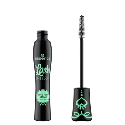 Displays the essence Lash Princess mascara tube and applicator wand to show shoppers the product they will receive, including the distinctive brush design for creating false lash effects. Shows the…