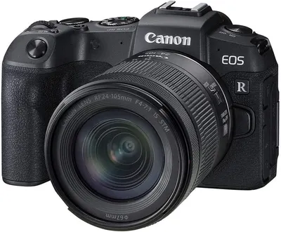 Displays the Canon EOS R camera with attached lens in a clean catalog style to show the product clearly and help shoppers understand what they are purchasing.