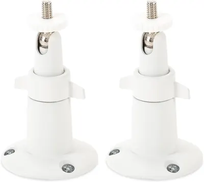 Shows the core product clearly on a white background to communicate what the buyer will receive - two identical white adapter units with metal screws.
