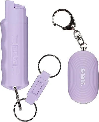 Shows the complete set of personal safety items (pepper spray and alarm) to communicate the product offering and what the buyer will receive. Demonstrates that the purchase includes multiple…