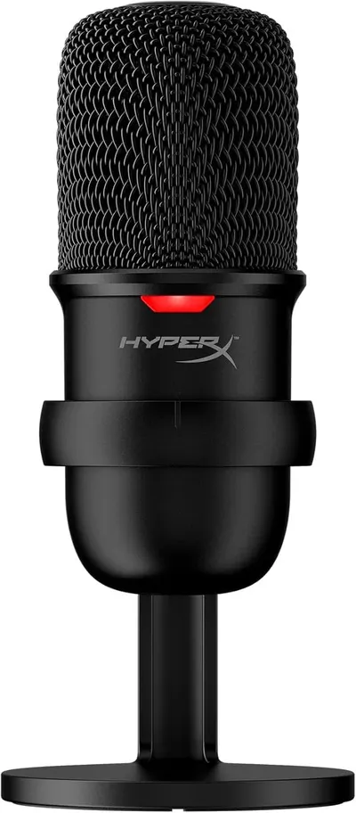 Displays the HyperX microphone as the core product in a clean catalog style, allowing shoppers to clearly see the design, mesh grille, branding, and overall build quality.