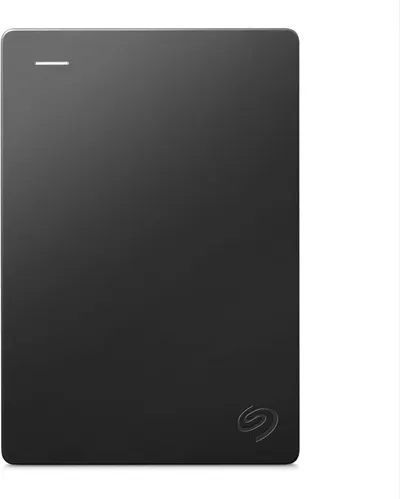 Displays the core product clearly on a clean white background to show the sleek design and branding of the external hard drive. Uses a gradient background from light to dark gray with subtle…