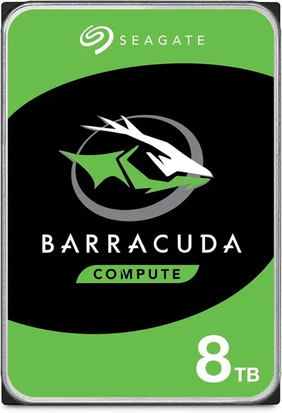Displays the Seagate Barracuda Compute hard drive clearly, showing the brand, product line, and storage capacity to help shoppers identify the exact product and its key specification.