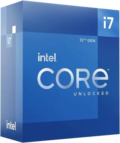Shows the official Intel retail packaging to communicate authenticity and what the buyer will physically receive when purchasing this processor. Uses a gradient blue background and subtle shadow to…