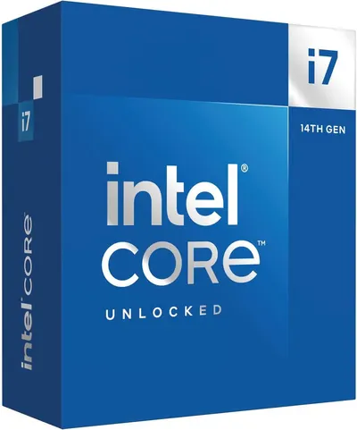 Shows the Intel Core i7 14th Gen processor in its retail box to communicate the exact product the shopper will receive, including branding, model, and generation information. Displays the physical…