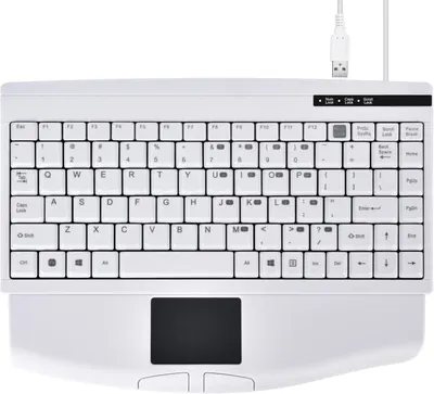 Shows the complete keyboard product with all keys, layout, and integrated touchpad clearly visible to help shoppers understand what they are purchasing.
