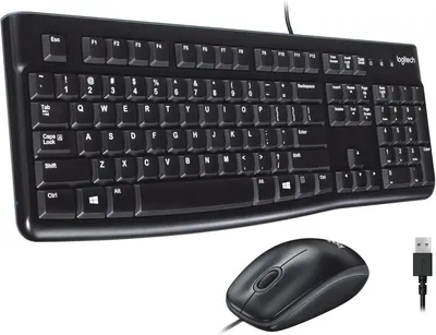 Displays the core sellable product—a Logitech keyboard and mouse combo—clearly showing both items included in the purchase on a clean white background. Shows that the purchase includes both a…