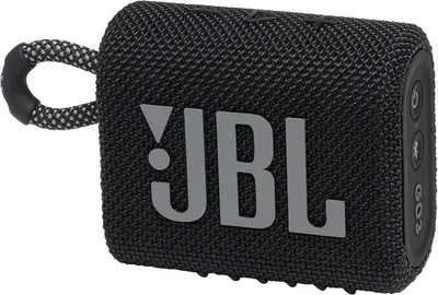 Displays the core JBL portable speaker product clearly on a white background, allowing shoppers to see the design, branding, and key features like the fabric texture and carry strap.