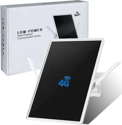 Shows the core product, a solar-powered communication device with 4G connectivity, alongside its retail packaging to communicate what the buyer will receive. Displays the retail packaging with key…