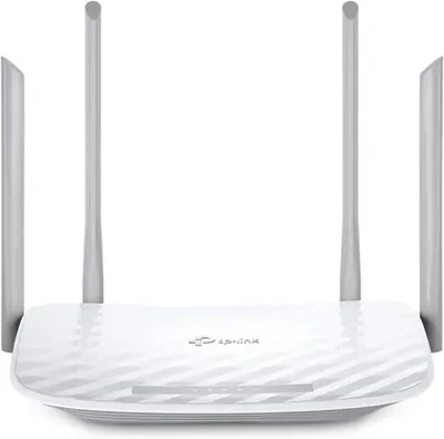Displays the core product clearly on a white background to show the router's physical design and four external antennas for wireless connectivity.
