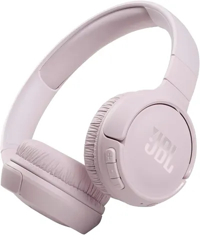 Displays the JBL wireless headphones in a clean, professional catalog style to show the product design, color, and key features like controls and branding.