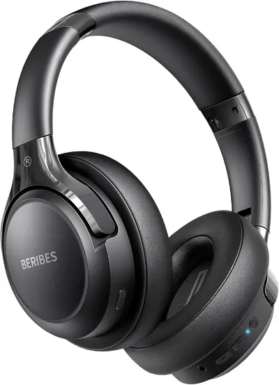 Displays the core product—a pair of BERIBES over-ear headphones—in a clean, catalog-style presentation to show the design, build quality, and branding clearly to the shopper.