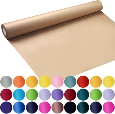 Shows the core product as a roll of kraft paper and communicates the variety of color options available to the shopper. Displays the wide range of selectable color variants available for this…