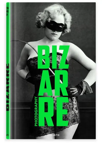 Displays the core product, a photography book titled BIZARRE, showing the cover design to communicate the book's vintage aesthetic and artistic theme. Uses a subtle gradient background to anchor the…
