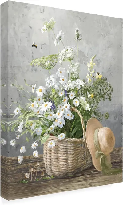 Displays the core product—a canvas print featuring a rustic floral arrangement—to show shoppers exactly what they will receive for home decor.