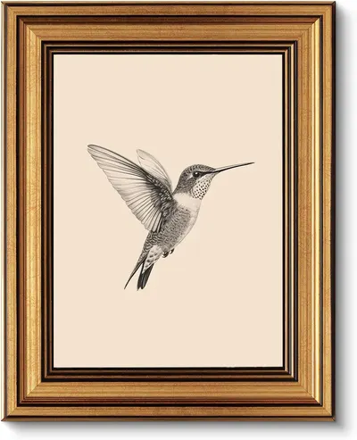 This appears to be a framed art print or decorative wall art featuring a hummingbird illustration, not a typical Amazon product hero image showing a sellable item in catalog format.
