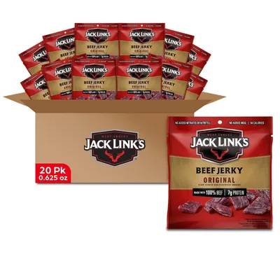 Shows the core product in a 20-pack bulk format to communicate quantity and value for shoppers looking to purchase in larger quantities. Displays both the individual retail pouches and the shipping…