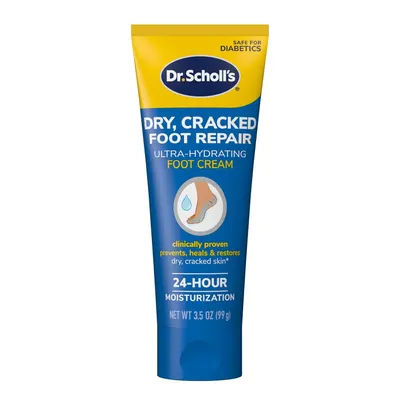 Displays the core product clearly to show shoppers exactly what they will receive, emphasizing the foot repair cream's hydrating benefits and 24-hour moisturization claim.