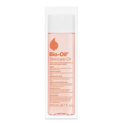 Displays the Bio-Oil Skincare Oil product clearly with its packaging and detailed product information to help shoppers understand what they are purchasing. Shows the retail packaging box that the…