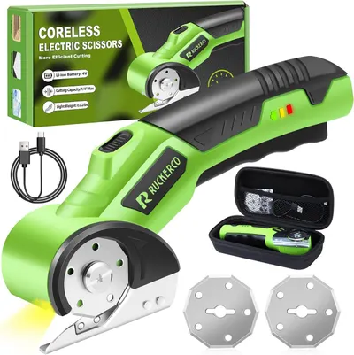 Shows the core product (cordless electric scissors) along with all included accessories to give shoppers a complete view of what they will receive in the package. Displays all included accessories…